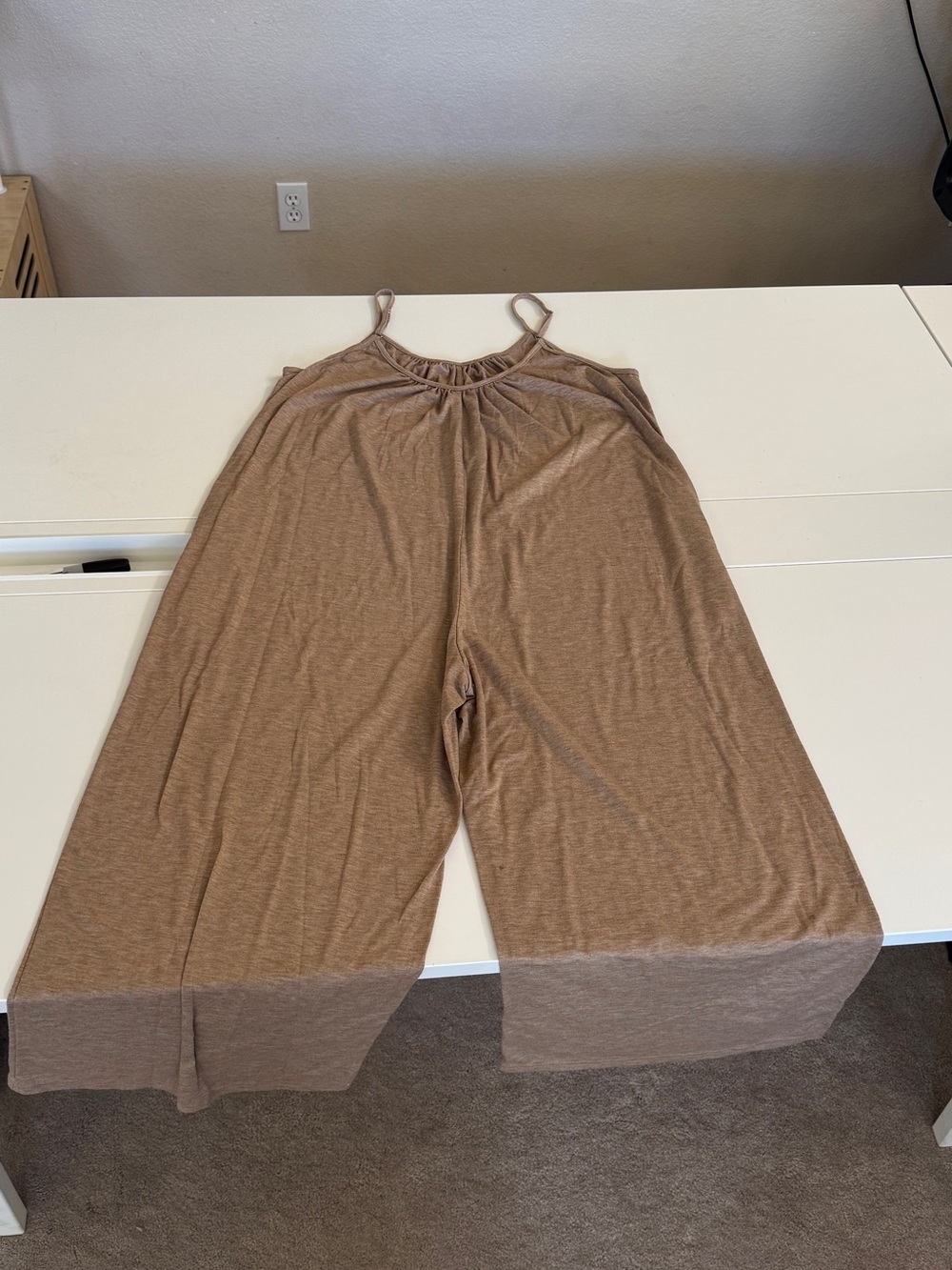 Source Unknown Wide-Leg Spaghetti Strap Jumpsuit in Brown